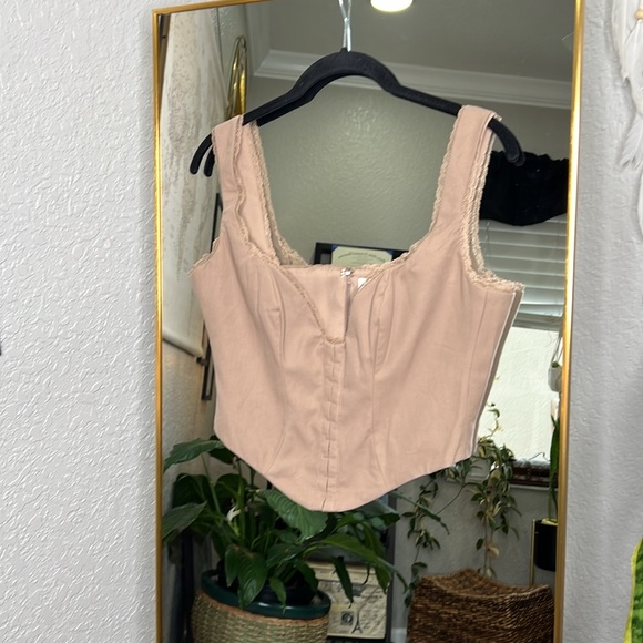 House of CB 'Robyn' Mushroom Lace Trim Corset - Picture 5 of 7